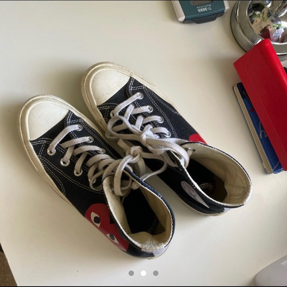 Black Comme des Garçons High Top Converse PLAY - Picture 2 of 3